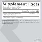Sports Research® Vitamin K2 as MK-7 100mcg with Coconut MCT Oil - 60 Veggie Softgels (2 Month Supply) Vegan Certified, Non-GMO Verified, Gluten & Soy Free