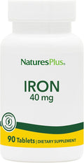 NaturesPlus Iron - 40 mg, 90 Tablets - Vegetarian, Gluten Free - 45 Servings