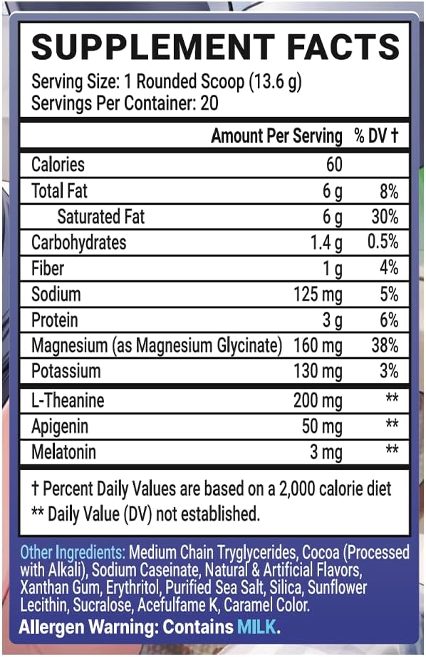 Gamer Supps AFK+® (with Melatonin): Lily's Lullaby Hot Cocoa by Shylily - 20 Servings - Keto Friendly Magnesium-Focused Sleep Support Supplement, Apigenin, Sugar Free