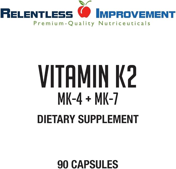 Natural Vitamin K2 MK4 Plus Vitamin K2 MK7 High-Potency 15,000mcg MK-4 + 60mcg MK-7 Supports Bone and Arterial Health Vegi-Capsules Soy-Free