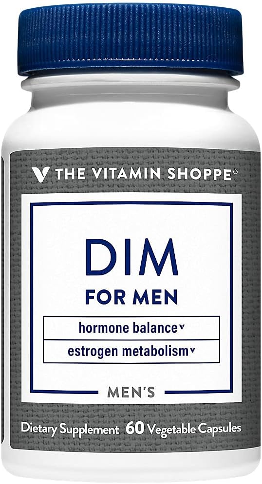 The Vitamin Shoppe DIM Men with BioPerine 200mg - Hormone Balance | Estrogen Metabolism Support | 60 Capsules | Enhanced Absorption