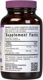 Bluebonnet Nutrition Magnesium & B6 – 400 mg Magnesium Oxide & Aspartate with Vitamin B6 25 mg – Heart & Brain Magnesium Complex for Women & Men* - Non-GMO, Vegan, Gluten-Free - 90 Vegetable Capsules