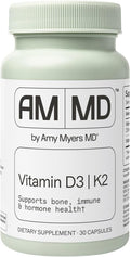 Amy Myers MD Vitamin D3/K2 10,000 IU Capsules - Daily Vitamin Supplement for Bone, Immune & Hormone Health Support - Healthy Mindset & Relaxation Aid - 30 Capsules