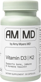 Amy Myers MD Vitamin D3/K2 10,000 IU Capsules - Daily Vitamin Supplement for Bone, Immune & Hormone Health Support - Healthy Mindset & Relaxation Aid - 30 Capsules