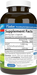 Carlson - M-S-M Sulfur, 1000 mg - Superior Bioavailability, Joint Function, Connective Tissue Support & Healthy Skin, 300 Vegetarian Capsules