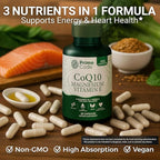 Prime Code [ 3 𝐢𝐧 𝟏] CoQ10 250mg with Magnesium Glycinate and Vitamin E | CoQ10 Capsules 250mg | Magnesium Glycinate 200mg | Vitamin E 15mg | Non-GMO | Gluten & Soy Free | Vegan