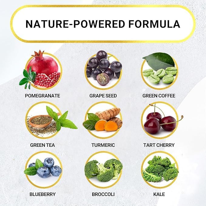 Golden After 50 NitrolFlo-9 - Nature-Powered Nitric Oxide Supplement with Pomegranate Extract, Grape Seed, and S7 - Supports Nutrient Circulation and Optimal Energy - 6 Bottles