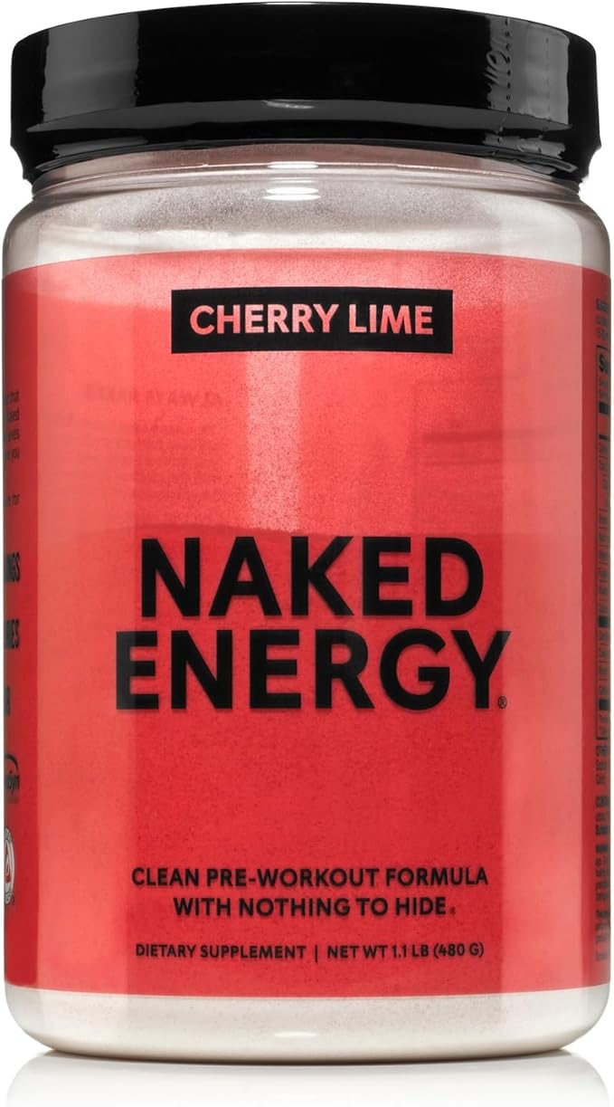 NAKED Cherry Lime Energy - Clean Pre Workout Supplement for Men and Women, NSF Certified, Vegan Friendly, No Added Sweeteners, Colors Or Flavors - 30 Servings