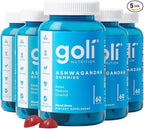 Goli Ashwagandha & Vitamin D Gummy - 300 Count - Mixed Berry, KSM-66, Vegan, Plant Based, Non-GMO, Gluten-Free & Gelatin Free Relax. Restore. Unwind, Pack of 5