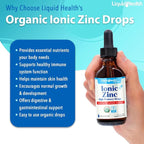 LIQUIDHEALTH USDA Organic Ionic Zinc High Potency Drops - Trace Mineral Liquid Vitamin Supplement for Adults, Kids - Immune & Digestive Support, Skin & Wound Health - USA Made, Vegan, Non-GMO (3 Pack)