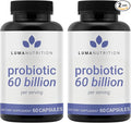 Luma Nutrition Probiotics 60 Billion CFU with Prebiotics - Probiotics for Women and Men - Formulated for Digestive Enzyme Health - Vegan & Gluten-Free - 60 Capsules (Pack of 2)