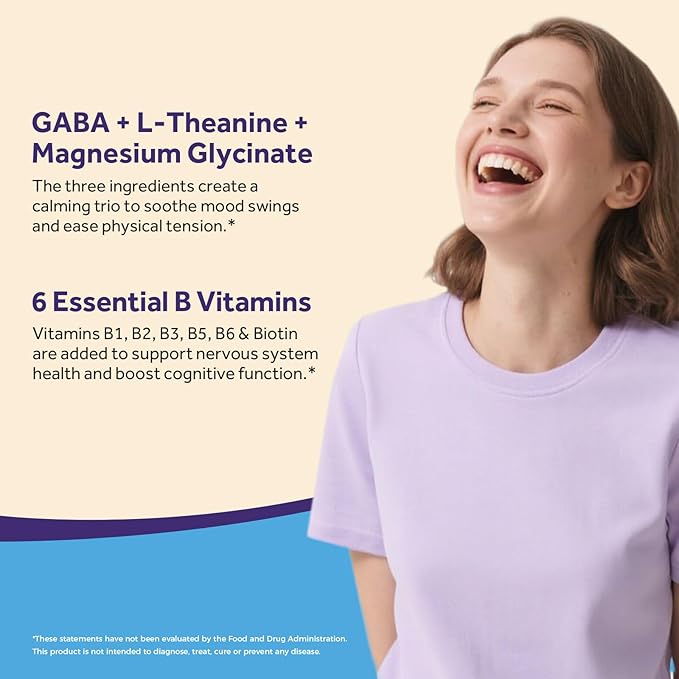Doctor's Recipes GABA Magnesium Glycinate L-Theanine Supplement, GABA (Gamma-Aminobutyric Acid) 500mg, Vitamin B6, B1, B2, B3, B5, Biotin, Calm, Sleep, Relaxation, Mood Support, 90 Veggie Capsules