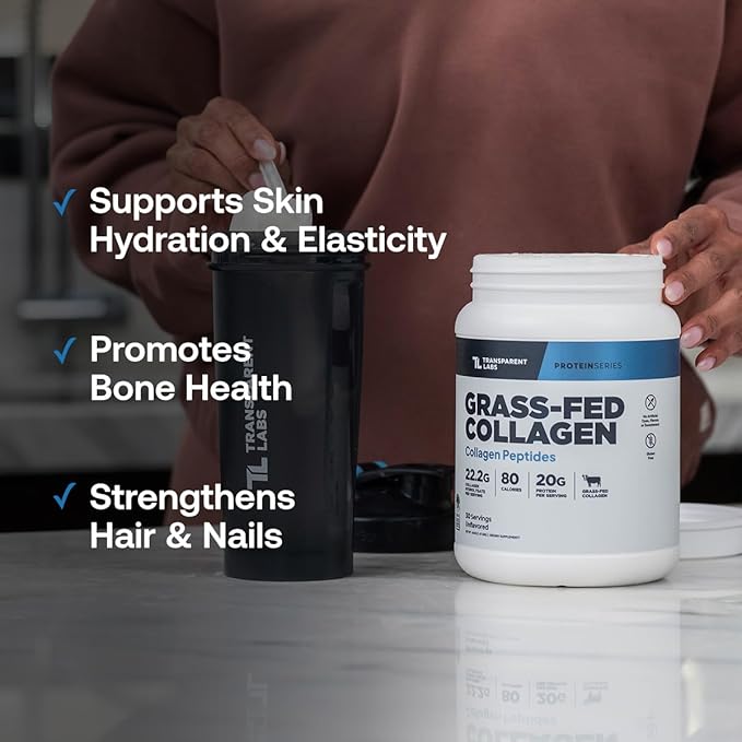 Grass-Fed Collagen Peptides Powder - Unflavored Collagen Powder for Women & Men, 22G Grassfed Bovine Hydrolyzed Collagen Peptides for Skin, Hair, Bones & Muscle Recovery - 30 Servings