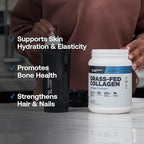 Grass-Fed Collagen Peptides Powder - Unflavored Collagen Powder for Women & Men, 22G Grassfed Bovine Hydrolyzed Collagen Peptides for Skin, Hair, Bones & Muscle Recovery - 30 Servings