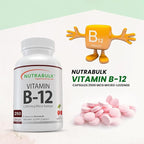 NutraBulk Vitamin B12 2500 mcg Quick Dissolve Lozenges - Cherry Flavored B-12 Sublingual - B12 Vitamins Supplement (as Cyanocobalamin) for Energy & Red Blood Cell Support - Made in USA (250 Count)