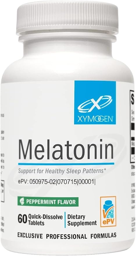XYMOGEN Melatonin - 3 mg Melatonin Supplement - Sleep Pattern & Circadian Rhythm Support - Quick-Dissolve Tablet - Vegan & Gluten-Free - Peppermint Flavor - 60 Tablets