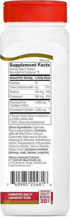 21st Century Glucosamine 750 mg & Chondroitin 600 mg - Triple Strength - 150 Tablets, Pack of 2