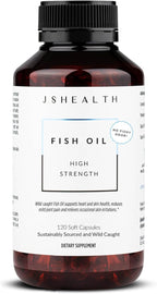 JSHealth High Strength Fish Oil. 900mg Omega-3 per Capsule with 540mg EPA and 360mg DHA. Wild-Caught, Friend of the Sea Certified, Vanilla Coated. No Fishy Aftertaste (120 Capsules)