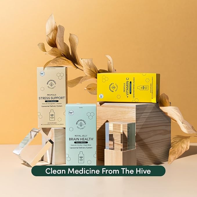 Ashwagandha Liposomal Stress Support by Beekeeper's Naturals, 600mg with Propolis, L-Theanine, Anti-Stress Support for Calm & Relaxation, 30ct