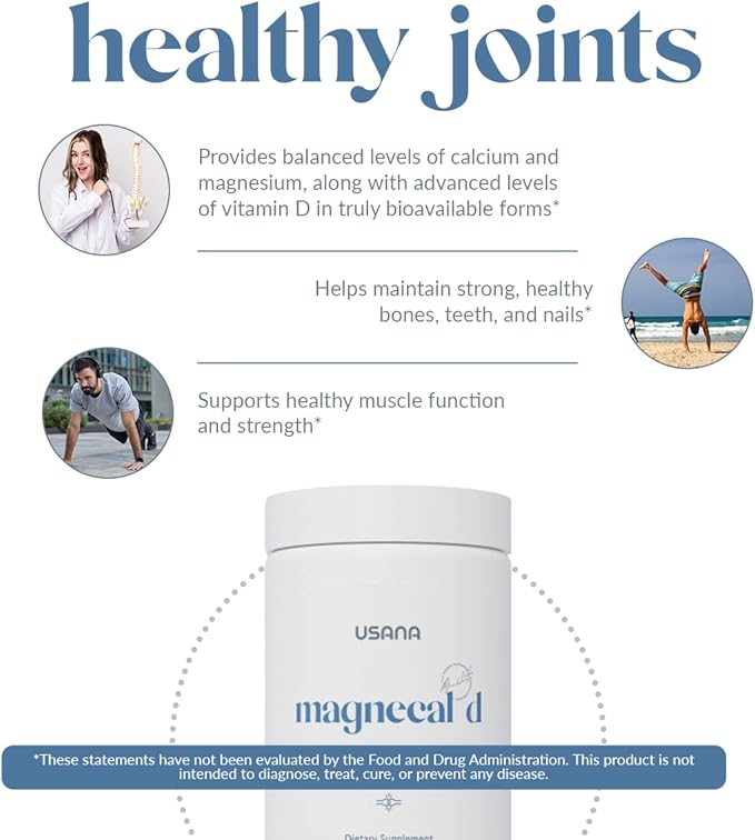 USANA MagneCal D - Balanced Ratio of Magnesium and Calcium Fortified with Vitamin D - 112 Tablets - 28 Day Supply