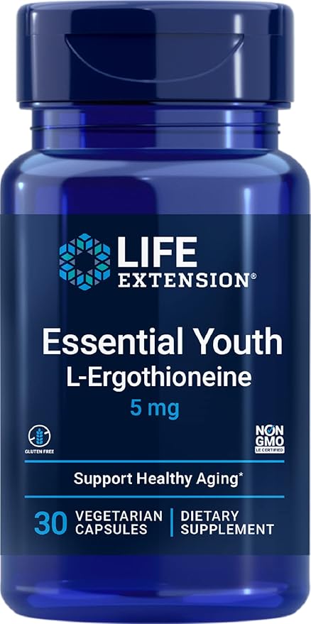Life Extension Essential Youth L-Ergothioneine and Bio-Fisetin Cellular Health Capsules, 30 Count Each