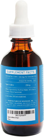 Neurogan Spermidine Supplement - 20 mg per Serving | 98% Pure | Autophagy Support & Cellular Health Supplements | Liquid Spermidine 3rd Party Tested | 60 mL, Made in USA