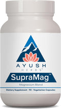 Ayush Herbs SupraMag - 400mg Magnesium Complex Supplement with Chelated Magnesium Bisglycinate, Citrate, Ororate for Sleep, Energy, & Brain Health - 90 Vegetarian Capsules (1 Count)