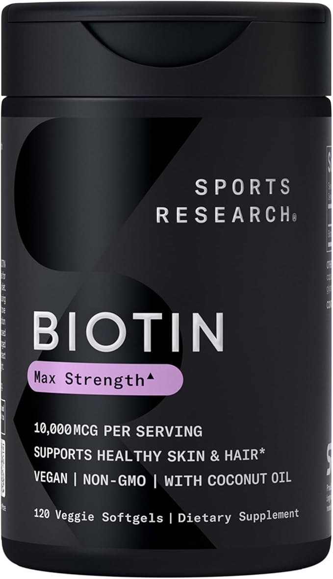 Sports Research Skin Health Bundle - Vitamin D3 K2 with Coconut Oil, Vegan Biotin 10,000mcg with Coconut Oil & Phytoceramides 350mg per Softgel Plant Derived Ceramides for Healthy Skin and Hydration