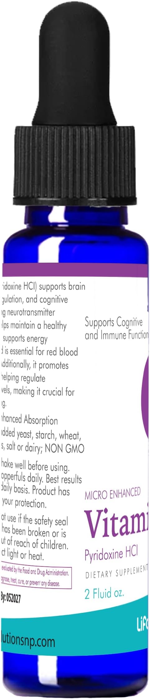 Life Solutions Vitamin B6 Pyridoxine HCI - B Vitamins Supplement, B6 Vitamins 25mg,- Essential B6 Supplement for Metabolism, Energy, and Nervous System Support 2oz Liquid Dropper