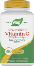 Nature's Way Extra Strength(1) Vitamin C with Rose Hips, Supports Immune Health*, Collagen Production*, High Potency Vitamin C, 250 Capsules (Packaging May Vary)