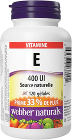 Webber Naturals Vitamin E Natural Source Softgel, 400 IU-120 Softgels