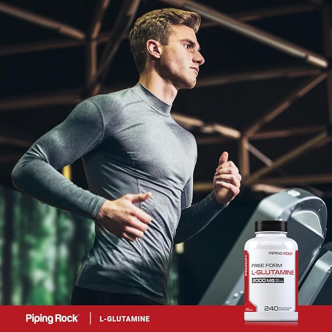 Piping Rock L Glutamine Powder Capsules | 2000 mg | 240 Pills | Supplement for Women & Men | Free Form Amino Acid | Non-GMO, Gluten Free