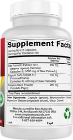 Best Naturals Saw Palmetto 10:1 Extract Prostate Supplements for Men - 120 Capsules - Made with Pygeum Bark 4:1 Extract & Pumpkin Seed Powder (Pack of 2)