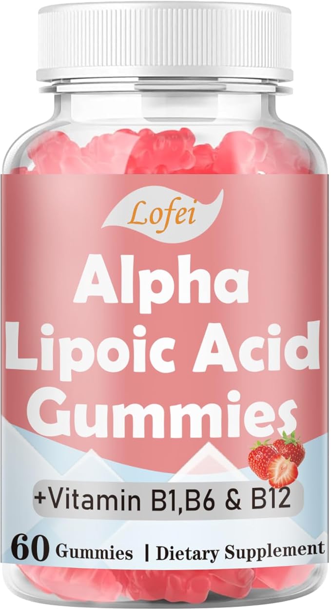 Lofei Alpha Lipoic Acid Gummies 600mg with Vitamin B1,B6 & B12,Sugar Free,ALA Supplement for Energy* & Vi*tality,High Absorption,Non-GMO, Vegan, Gluten-Free,Raspberry Flavor,60 Gummies