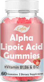Lofei Alpha Lipoic Acid Gummies 600mg with Vitamin B1,B6 & B12,Sugar Free,ALA Supplement for Energy* & Vi*tality,High Absorption,Non-GMO, Vegan, Gluten-Free,Raspberry Flavor,60 Gummies