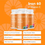 Celebrate Vitamins Iron Supplement with 60mg Iron & Vitamin C – Berry Chewables for Bariatric Patients, Gastric Bypass & Sleeve Gastrectomy Support – 30 Tablets for Post-Surgery Health Maintenance