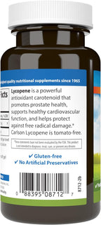 Carlson - Lycopene, 15 mg, Tomato-Free, Prostate Health & Circulation Support, Optimal Wellness, 180 Softgels