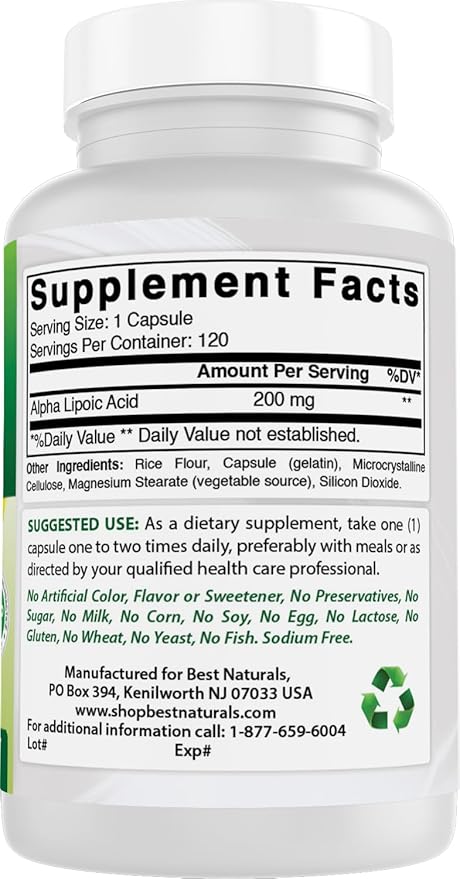 Best Naturals Alpha Lipoic Acid 200 Mg 120 Capsules (120 Count (Pack of 2))