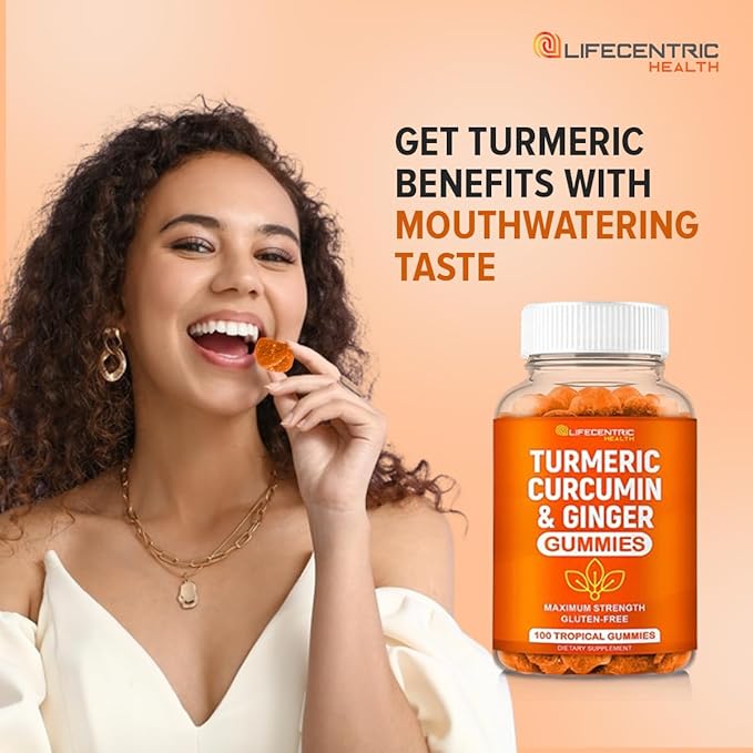 Turmeric Gummies for Adults and Kids | Max Strength Turmeric and Ginger Supplement | Vegan Organic Natural Turmeric Curcumin Gummies for Overall Health | Best Curcumin Supplement with Ginger