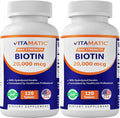 Vitamatic High Potency Biotin 20000 mcg (20mg) with Keratin 100mg - 120 Tablets - Biotin Supplements for Healthy Hair Skin & Nails for Adults (120 Count (Pack of 2))
