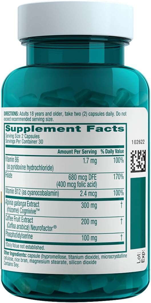 NEURIVA Ultra Decaf Clinically Tested Nootropic Brain Supplement for Mental Alertness, Memory, Focus & Concentration, Cognivive, Neurofactor, Phosphatidylserine, Vitamin B6 B12, 60 Caps (2 Pack)