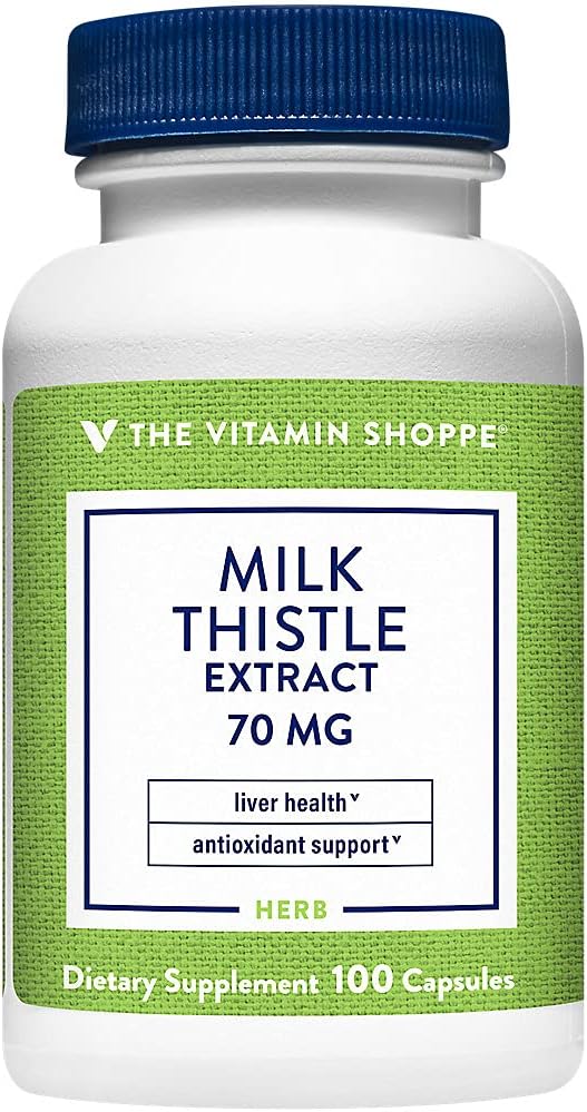 The Vitamin Shoppe Milk Thistle 70MG - Liver Health Support, Detoxification & Antioxidant Protection (100 Capsules)