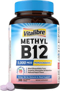 Vitamin B12 5000 mcg, Sublingual Methylcobalamin, Natural Peach Flavor, Nervous System Health, Energy Support, No Sugar, 300 Fast Dissolve Tablets