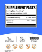 BulkSupplements.com Pure Biotin Powder - as Vitamin B7, Biotin Vitamins for Hair, Skin and Nails - Gluten Free, 1mg per Serving, 10g (0.35 oz) (Pack of 1)