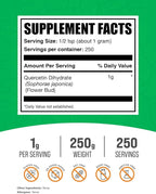 BulkSupplements.com Quercetin Dihydrate Powder - Quercetin Supplements, Antioxidants Source - Vegan & Gluten Free, 1g per Serving, 250g (8.8 oz) (Pack of 1)