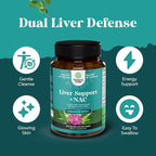 Liver Support NAC Supplement with Milk Thistle for Liver Cleanse Detox & Repair - N Acetyl Cysteine Supplement Liver Cleanse with Antioxidants, Turmeric, Choline, Dandelion & L-Glutathione - 120 Count