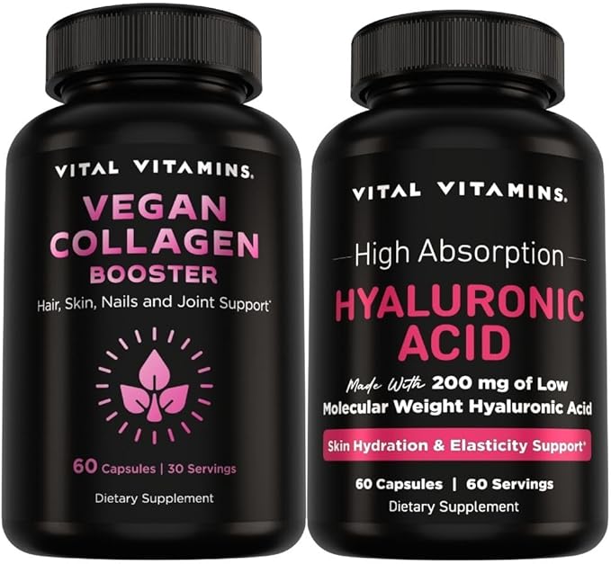 Vital Vitamins Vegan Collagen Booster 60 ct + Hyaluronic Acid Capsules 60 ct