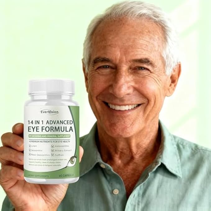14 in 1 Advanced Eye Formula, 1 Pack Eye Vitamin and Mineral Supplement with Lutein, Zinc, Zeaxanthin & Bilberry Extract for Vision Care, 60 Capsules