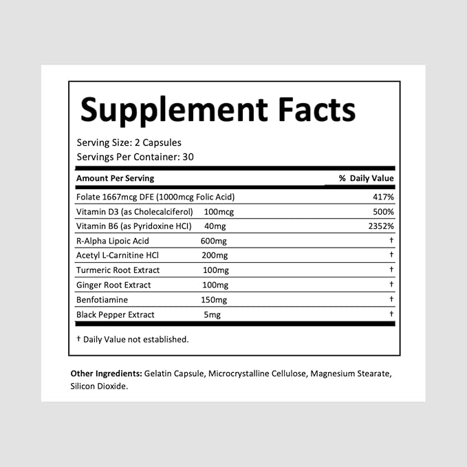 Nerve Power Nerve Supplement R Alpha Lipoic Acid 600mg - Neuropathy Relief for Discomfort for Sciatic, Feet, Hand