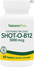 NaturesPlus Shot-O-B12 5000 mcg - 60 Sustained Release Tablets, Pack of 2 - Supports Energy Production & Mood - Vegetarian, Gluten Free - 120 Total Servings
